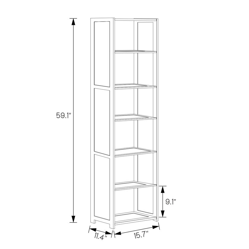 Brown Adjustable 6-Tier Bamboo Freestanding Bookcase