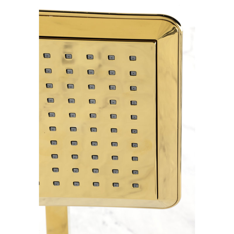 Kingston Brass Shower Scape 9-5/8-Inch Square Raindrop ABS Shower Head with 15-3/4-Inch Shower Arm, Polished Brass
