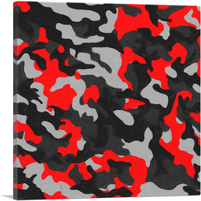 Motif de camouflage rouge foncé, gris, noir et camouflage - impression sur toile tendue