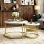 Round Nesting Coffee Tables Set (70+45cm), High-Gloss Faux Marble Top With Wire Metal Frame-1844827556
