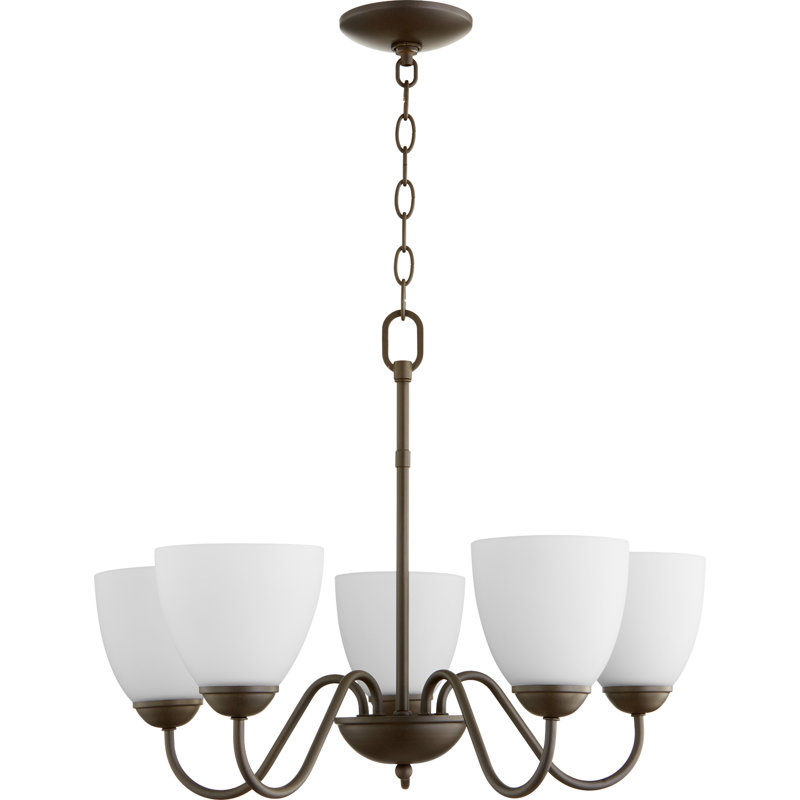 Popel 5 - Light Dimmable Classic / Traditional Chandelier, Oiled Bronze, Satin Opal