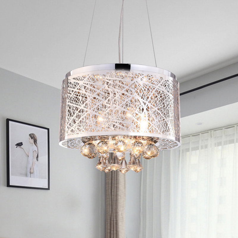 Christchurch 3 - Light Chrome  Crystal Shaded Drum Chandelier For Dining Room