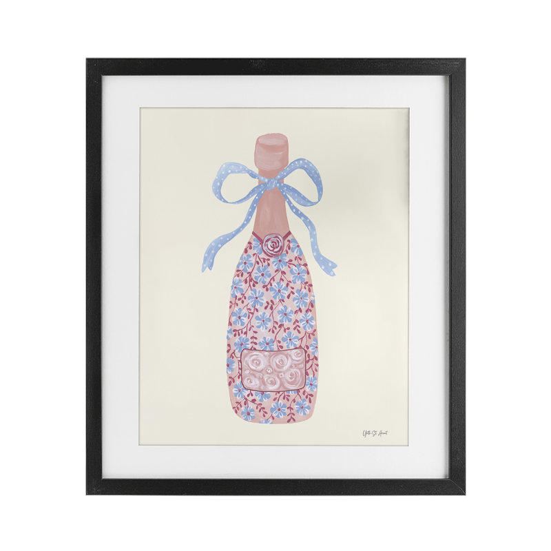 «Pastel Coquette Champagne», reproduction encadrée sous verre, design par Yvette St. Amant, Cadre noir minuit