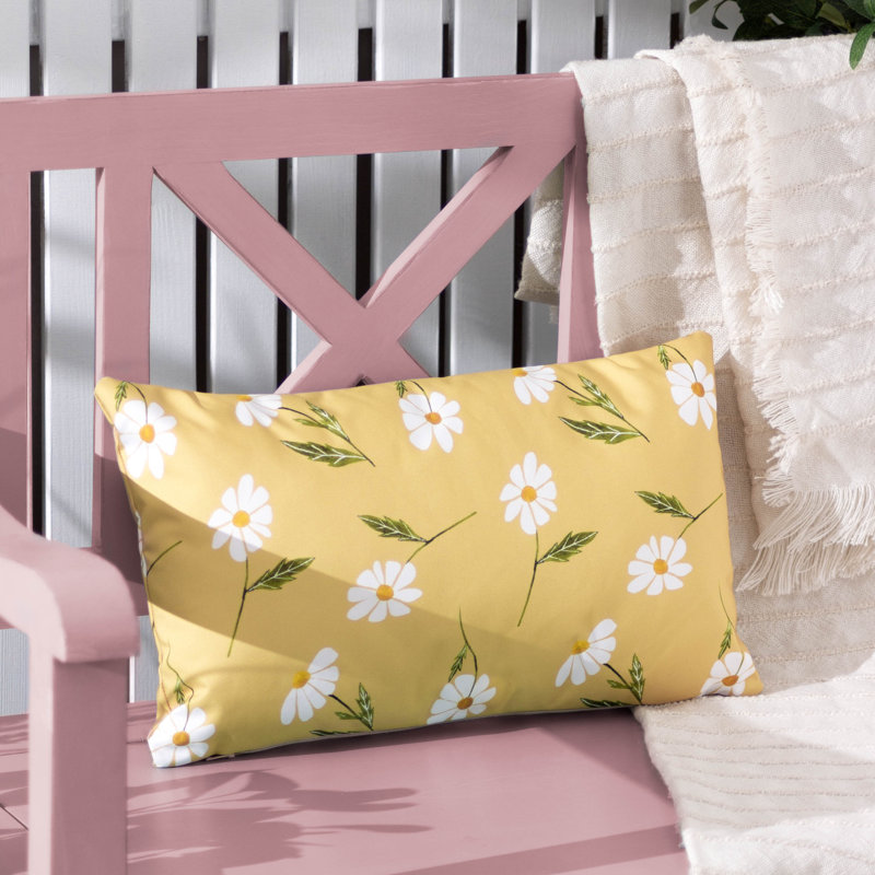 Annakate Indoor / Outdoor Floral Throw Cushion, Yellow, Rectangle 30cm H x 50cm W