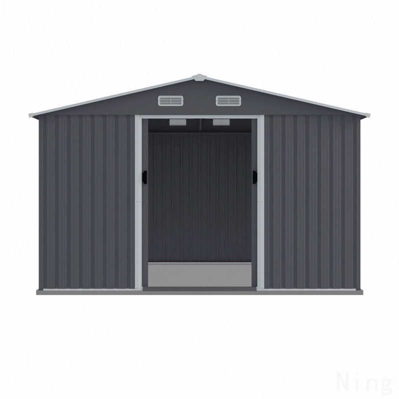 Remise de rangement extérieure 8 x 10 pi grande remise à outils en métal, maison de rangement robuste avec portes coulissantes avec évent