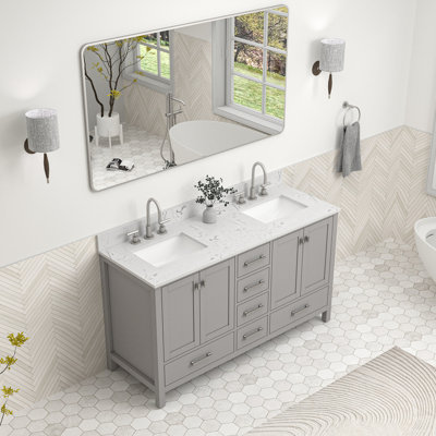 Meuble-lavabo autoportant 60 po avec lavabo double 60 po