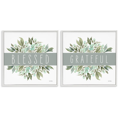 Blessed Grateful Sentiment  2 PC Giclee Art Set by Leslie Trimbach