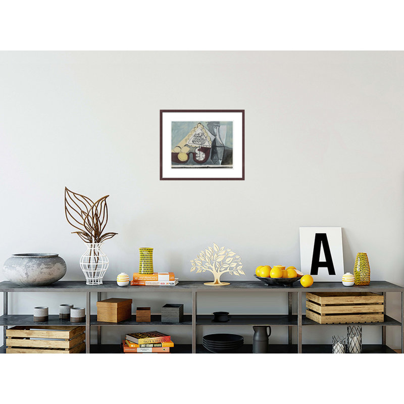 «Nature morte aux trois citrons au compotier de raisins et la bouteille de Faunes et Flore» par Pablo Picasso, impression giclée sur cadre