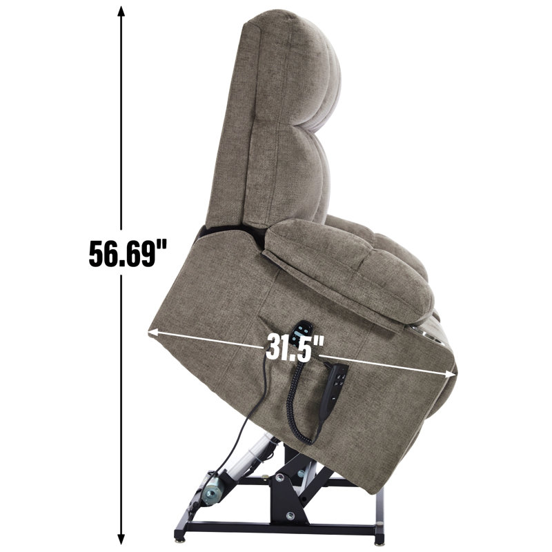 Dual Motor Infinite Position Up To 350 Lbs Power Lift Recliner Chair, Heavy Duty Motion Mechanism With 8-Point Vibration Massage And Lumbar Heating, Dual Cup Holders