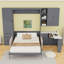 Grand lit escamotable avec canapé, tablettes de rangement et configuration de bureau-1839640727