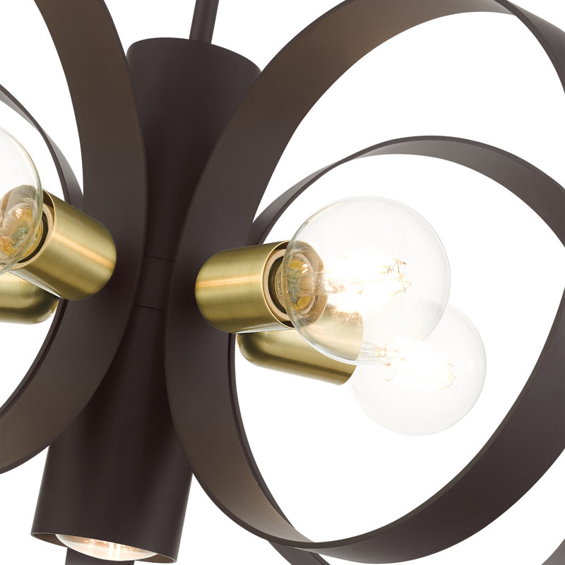 Babara 6 - Light Steel Dimmable Geometric Chandelier, Bronze