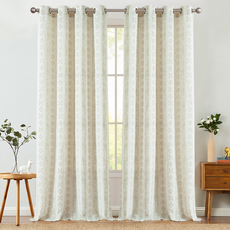 Paire de rideaux semi-transparents avec passe-tringle Amadas, Sauge / lin, L 52 po x L 96 po