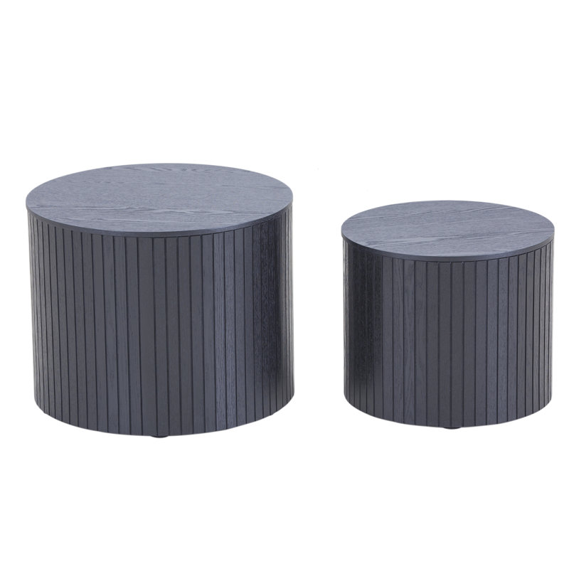Ensemble de 2 tables gigognes, ensemble de tables basses en MDF pour salon / salle à manger, noir