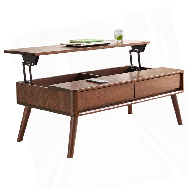Table basse à plateau en bois de chêne massif, H 17,7 po x L 47,2 po x l 25,6 po