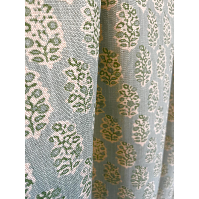 Rideaux à imprimé floral bleu clair et vert sauge, L 50 po x L 72 po