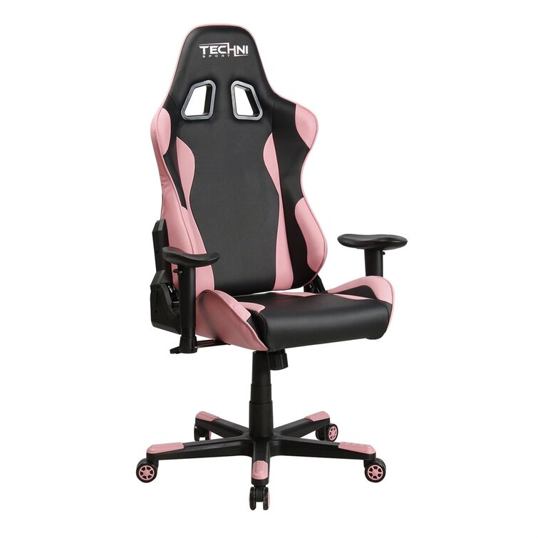 Adults Ergonomic Racing Style High Back Computer Chair with Footrest Headrest and Lumbar Support Kiso Inc Color: Pink