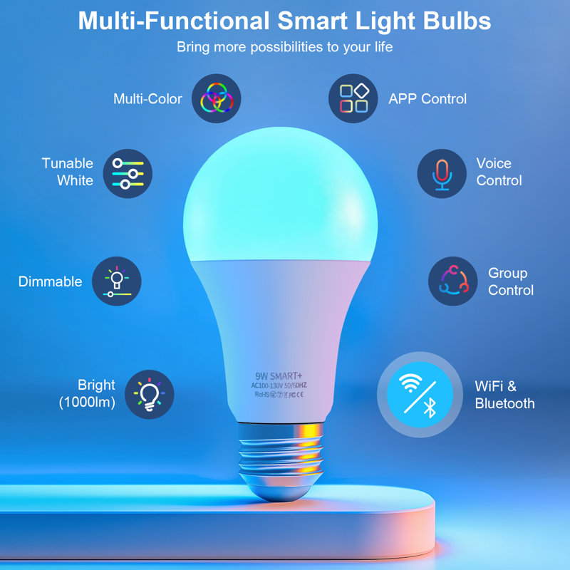 9W Smart Light Bulb Wi-Fi and Bluetooth Smart Bulb with APP Control