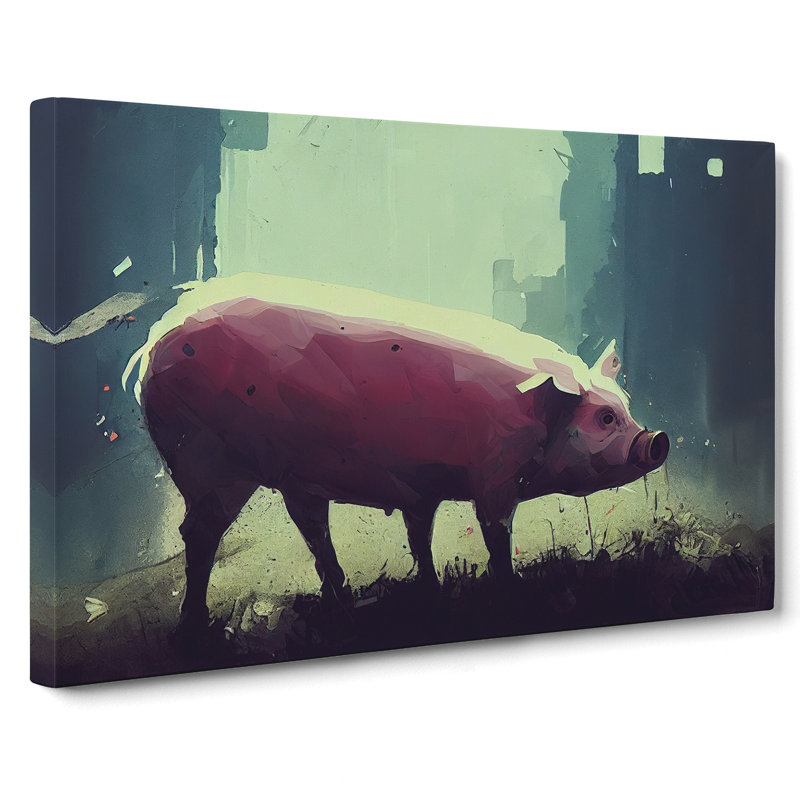 Pig Art Painting Vol.1 - Wrapped Canvas, 50cm H x 76cm W x 3cm D