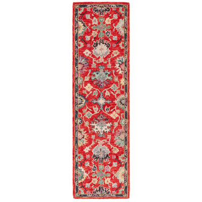 Dassie Tufted Wool/Cotton Performance Floral Rug in Ivory/Red