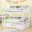 Lit superposé simple au-dessus d'un lit simple en bois avec tiroir de rangement intégré et tablettes robustes-2123004827