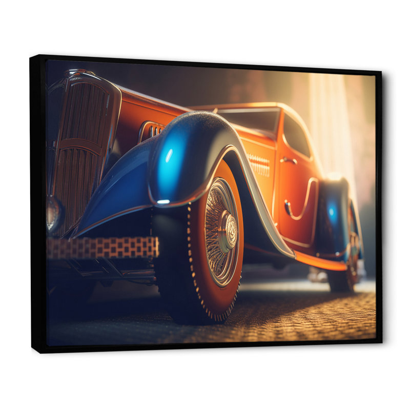 Élégance rétro de voiture classique rétro, Cadre flottant noir, H 16 po x l 32 po x P 1 po