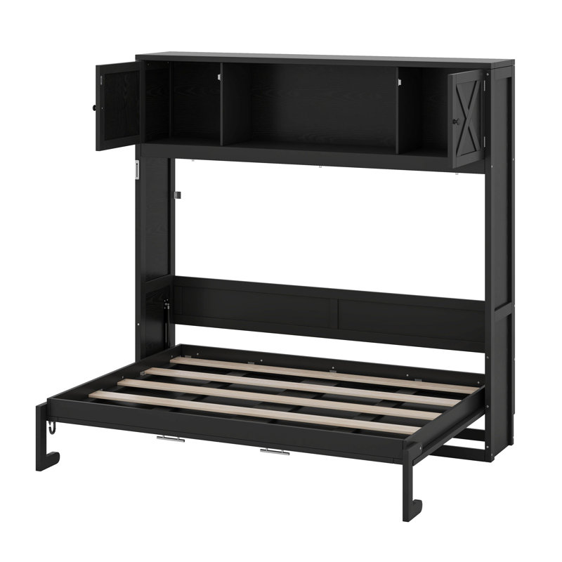 Lit escamotable double avec armoires de rangement