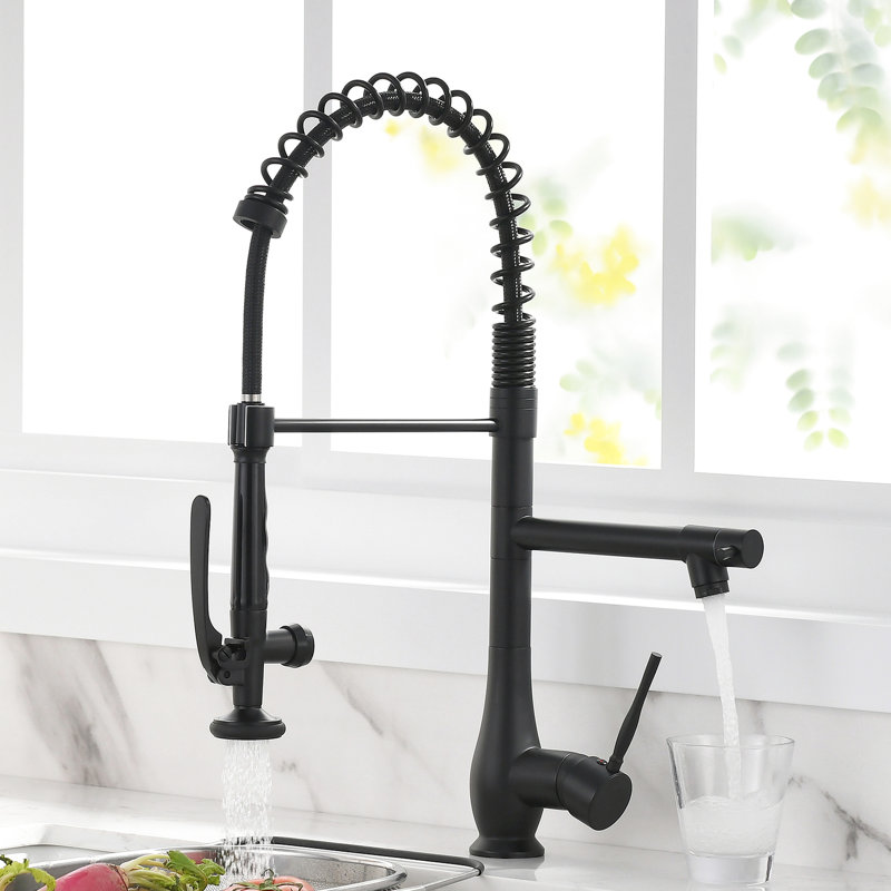 Robinet rétractable d'évier de cuisine haute performance - noir, poignée simple, robinet en céramique, caractéristiques modernes rétractables avancées, innovant