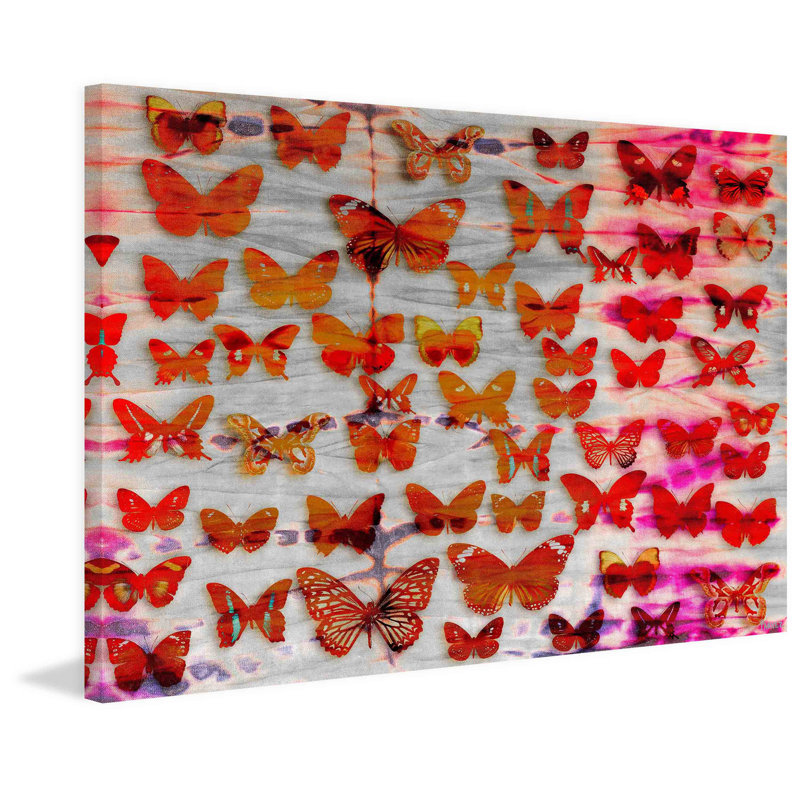 «Red Moths» par Parvez Taj, reproduction d'art sur toile tendue, 16 po x 24 po