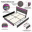 Storage Bed With 4 Drawers & Dual LED Lights, Upholstered Bed Frame With Adjustable Headboard, Grey Linen-555591949