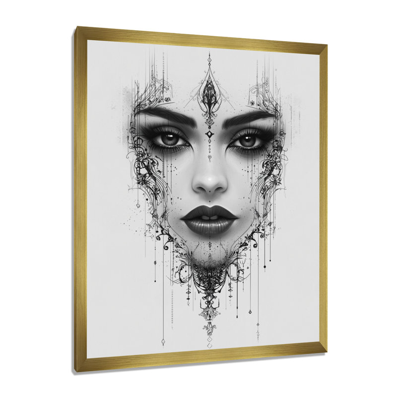 Kely - Fashion Canvas Wall Art, H 32 po x l 24 po, Reproduction encadrée sans passe-partout, Doré