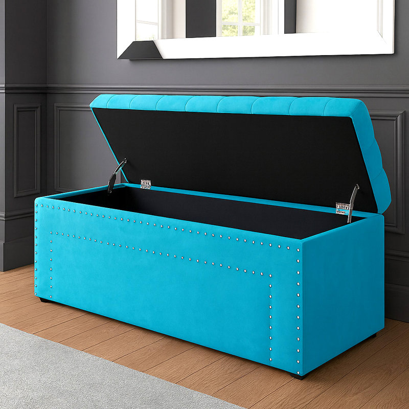 Duke Ottoman Storage Box - Chesterfield Upholstered Blanket Box - Plush Velvet Ottoman Bench with Storage, H43 x W120 x D40cm
