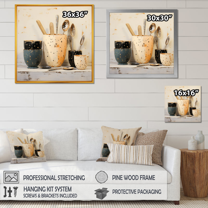 Minimalist Kitchen Cutlery 2 - Art mural de cuisine, H 30 po x l 30 po x P 1,5 po
