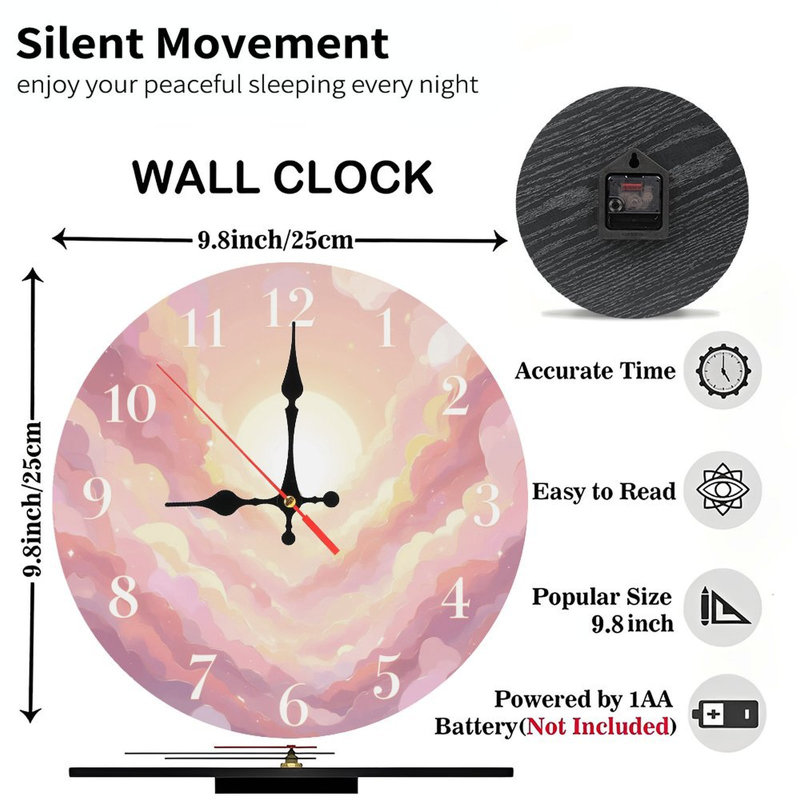 Horloge, chiffres, ciel, nuages, soleil