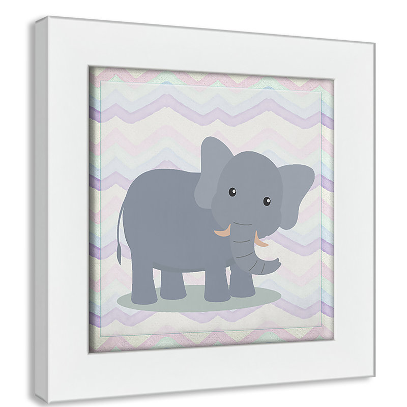 Art de l'éléphant rose, H 8 po x l 8 po x P 0,6 po, Encadré plat blanc