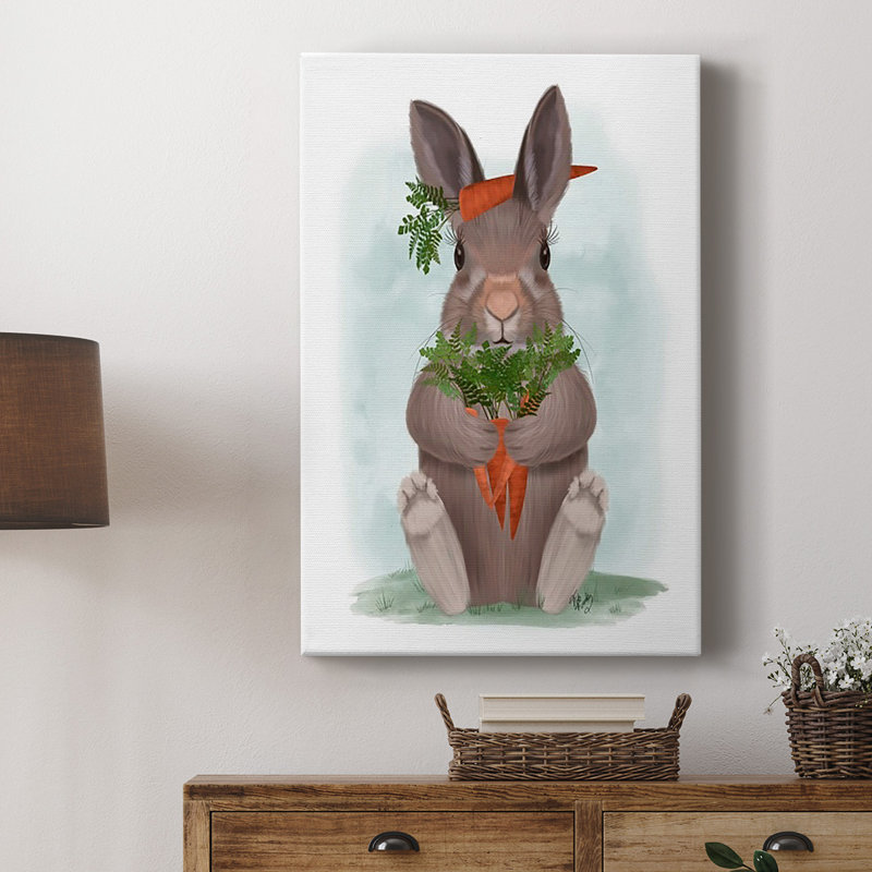 Toile tendue avec châssis Rabbit Carrot, H 18 po x l 12 po x P 1 po