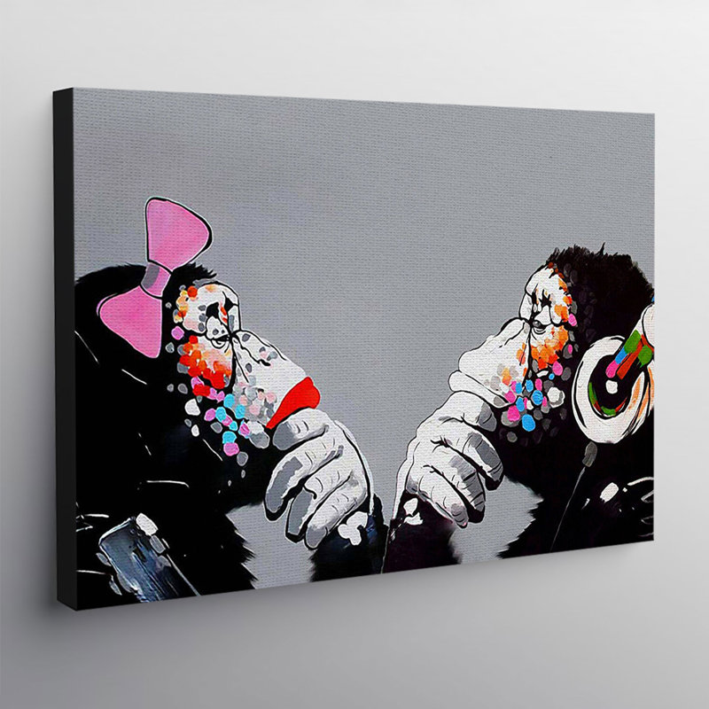 Monkey Thinkers - Wrapped Canvas Print, 20.5cm H x 31cm W x 4cm D