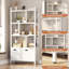 Bibliothèque à 6 niveaux avec bibliothèque légère et blanche avec armoire de rangement, grand rangement au sol pour le salon, la chambre à coucher et le bureau à domicile