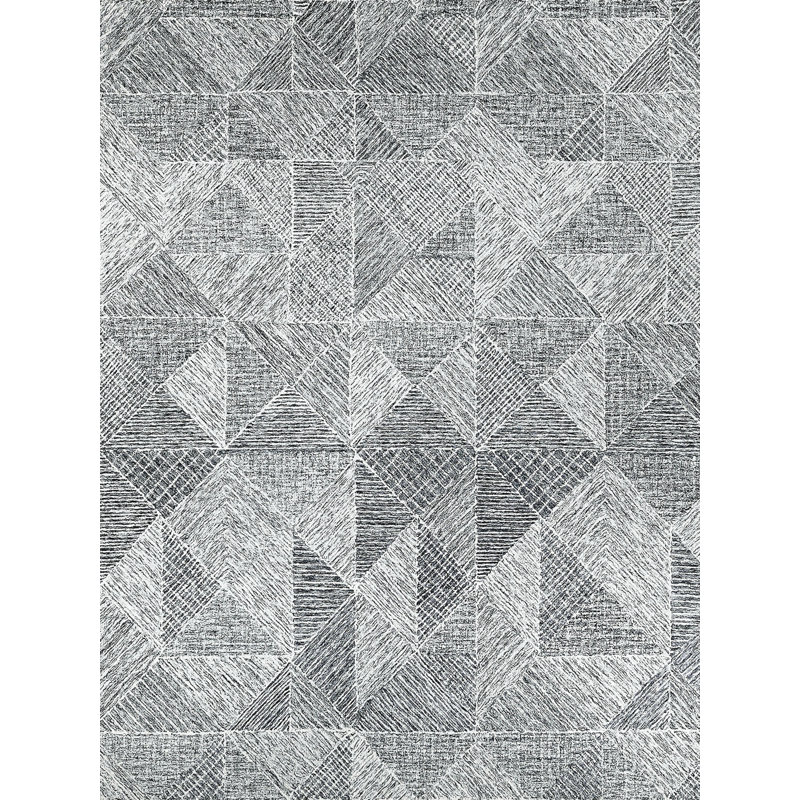 Caprice Geometric Handmade Tufted Area Rug, Rectangle 12' x 15', Black/Ivory