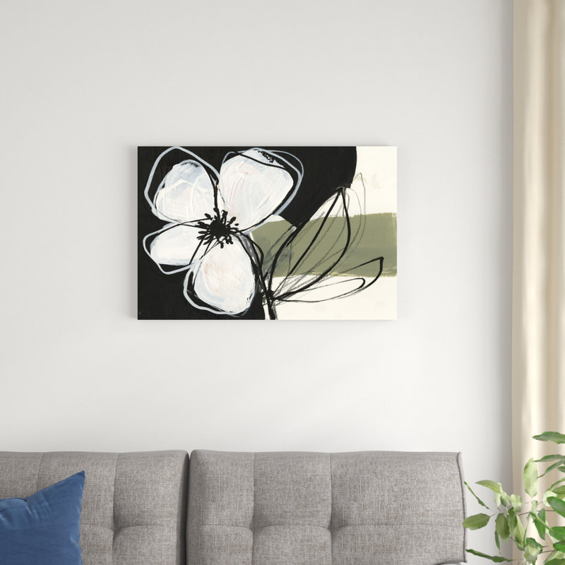 Floral Synergy VI par Jennifer Goldberger - peinture sur toile tendue, H 20 po x l 30 po