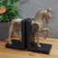 HORSE BOOKENDS 24cm Carved Wood Effect