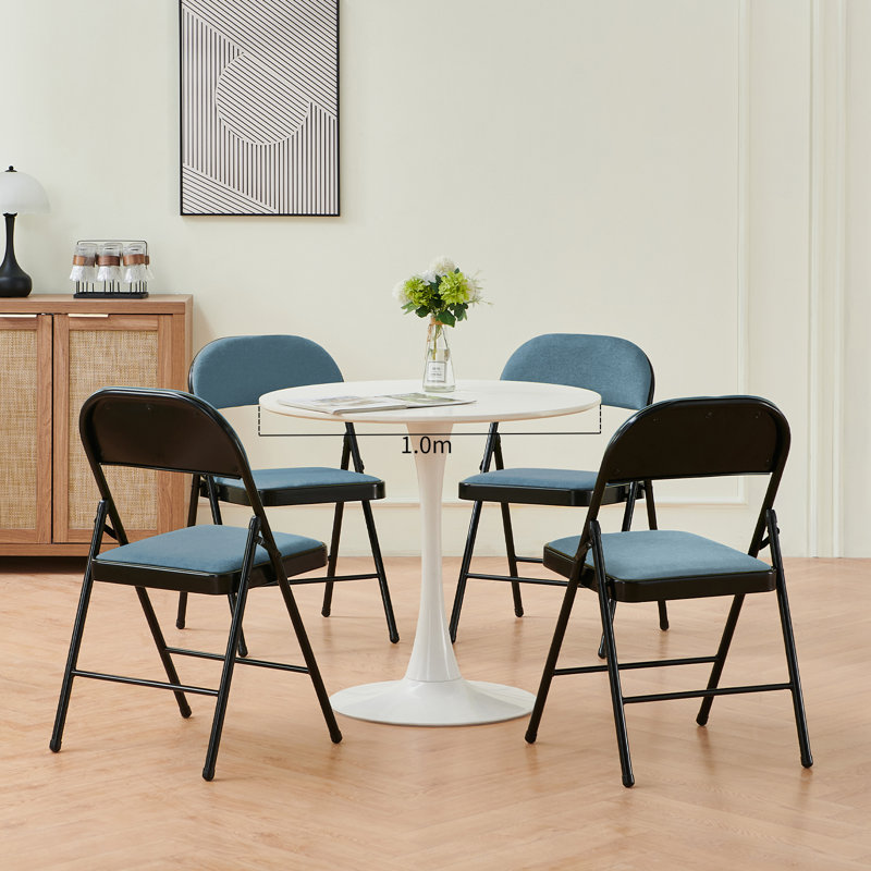 Chaise pliante rembourrée et empilable, Bleu clair