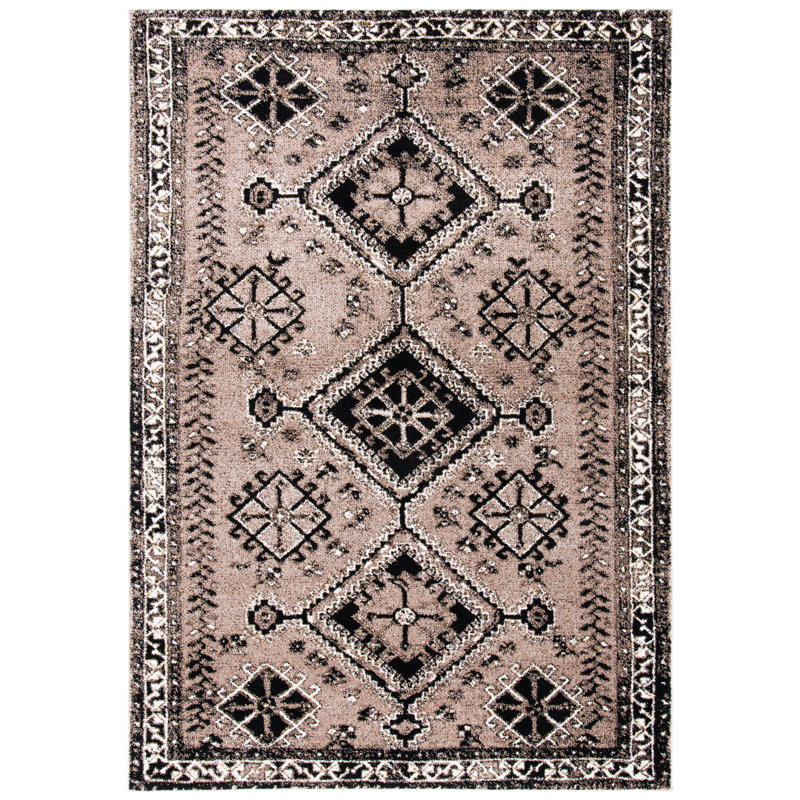 Tapis brun / noir Jaclyn Southwestern, Rectangle 8 pi x 10 pi