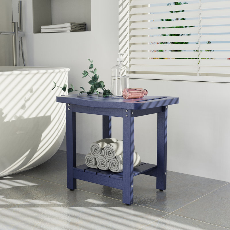 Shower Bench with Shower Head Holder, Water Resistant Shower Stool with Handle and Storage Shelf, Non-Slip Feet, for Bathroom, Adults, Older