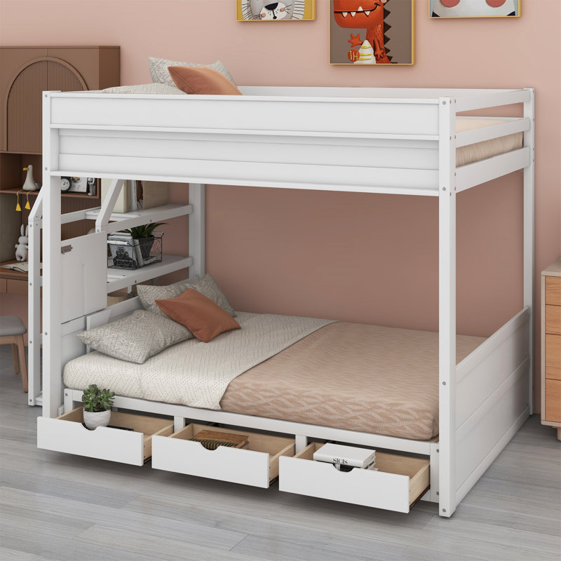 Lit superposé double avec tiroirs Jazariya Kids, Blanc