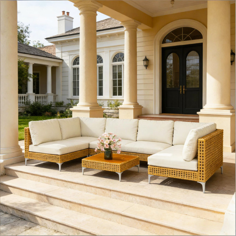 Ensemble de conversation pour l'extérieur, ensemble modulaire pour l'extérieur, ensemble de mobilier de patio en osier 7 pièces