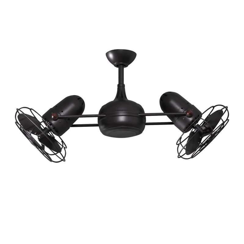 Dagny 3 - Blade Caged Ceiling Fan with Remote Control, Noir mat