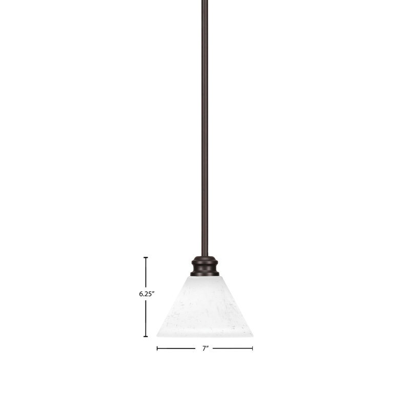 Mini-luminaire suspendu avec tige Edge et verre mousseline blanc 7 po, Espresso