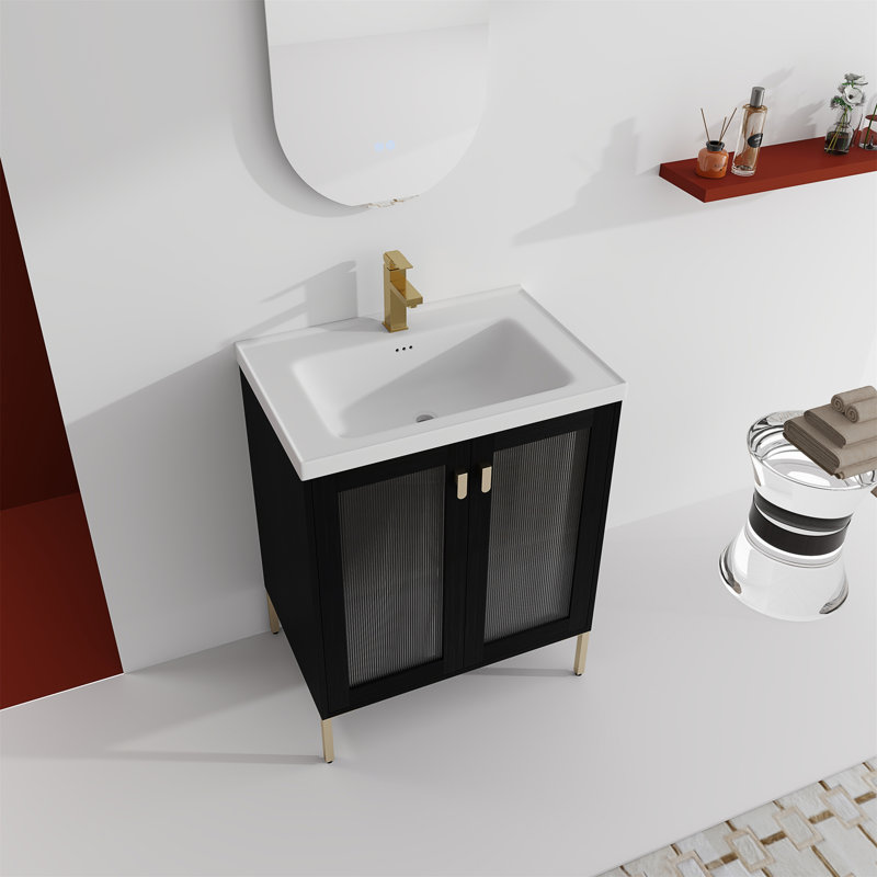 Meuble-lavabo simple 27,75 po avec plateau en céramique Tiras