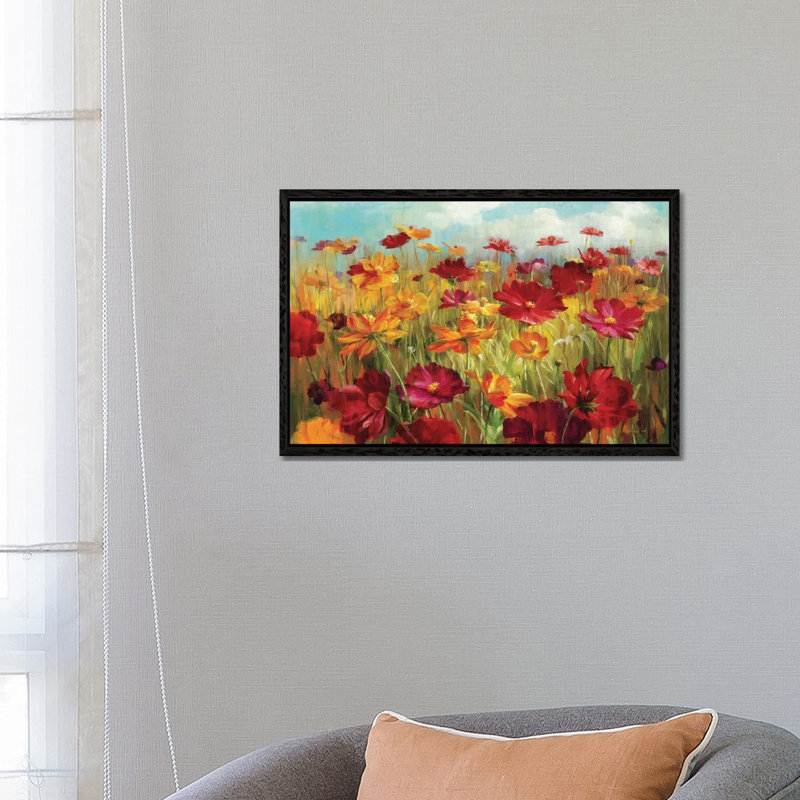 Cosmos In The Field by Danhui Nai - Gallery-Wrapped Canvas Giclée on Canvas, Black Floater Framed, 66.04 cm H x 45.72 cm W