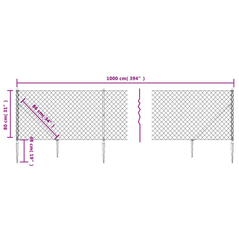 Brealynn Metal Fencing, Anthracite, 80cm H x 2500cm W